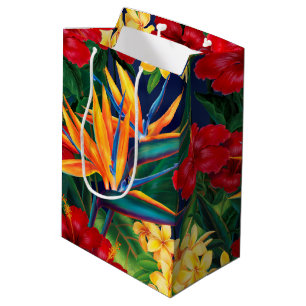 Sac Cadeau Moyen Paradis tropical Floral hawaïen