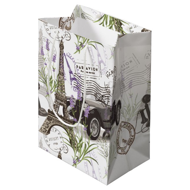 Sac Cadeau Moyen Paris vintage (Devant Angle)