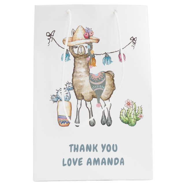 Sac Cadeau Moyen Parti Anniversaire de enfant de Llama (Devant)