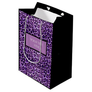 Sac Cadeau Moyen Partie pourpre de poster de animal de léopard des