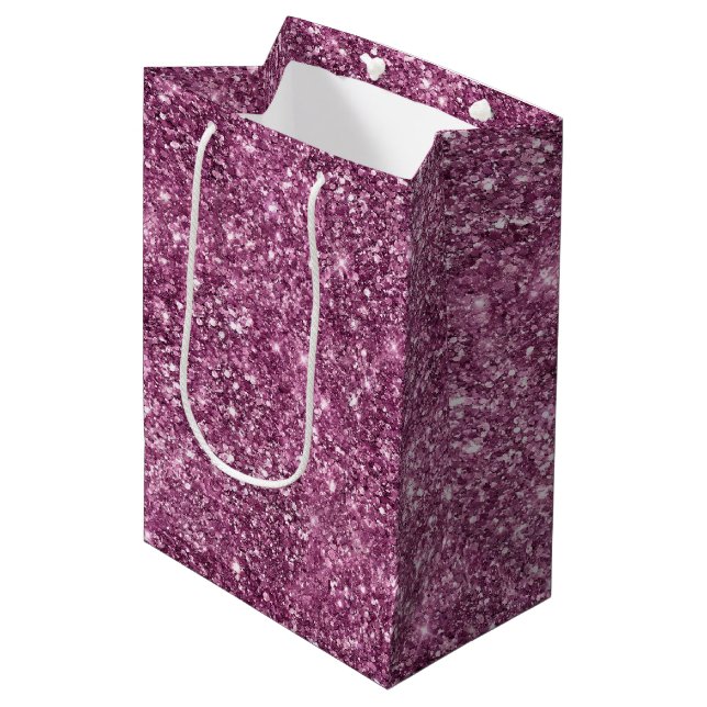 Sac Cadeau Moyen Parties scintillant Bokeh rose (Devant Angle)