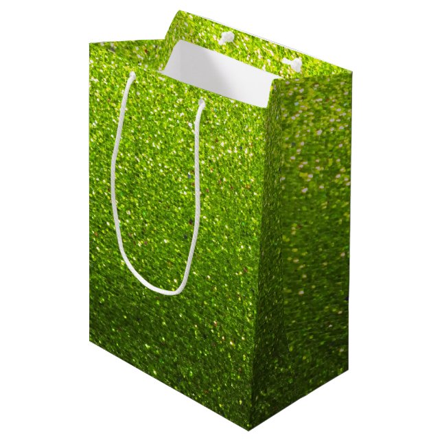 Sac Cadeau Moyen Parties scintillant Chartreuse Ombre Sparkles Glam (Devant Angle)