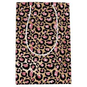 Sac Cadeau Moyen Parties scintillant d'or rose Poster de animal Leo