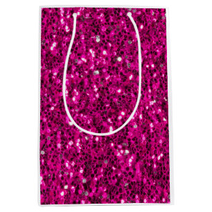 Sac Cadeau Moyen Parties scintillant étincelante rose chaud