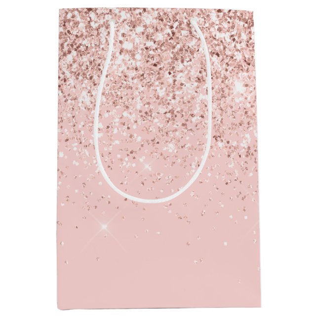 Sac Cadeau Moyen Parties scintillant Fille rose vif (Devant)