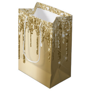 Sac Cadeau Moyen Parties scintillant Glitzy Gold Sparkle Drithday