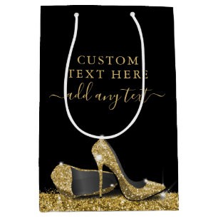 Sac Cadeau Moyen Parties scintillant hauts talons Or Noir personnal