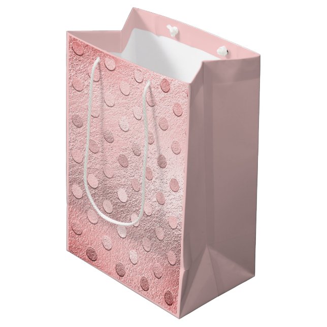 Sac Cadeau Moyen Parties scintillant métallique rose glam étincelle (Devant Angle)