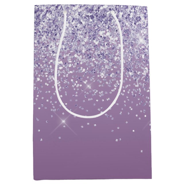 Sac Cadeau Moyen Parties scintillant Ombre violet (Devant)