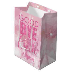 Sac Cadeau Moyen Parties scintillant Rose Adieu Et Bonne Chance