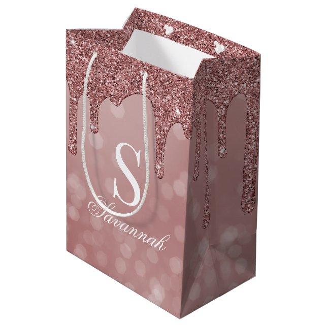 Sac Cadeau Moyen Parties scintillant rose Gold Sparkle Drivers Boke (Dos Angle)