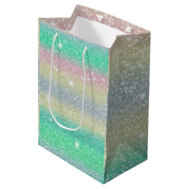 Sac Cadeau Moyen Parties scintillant Unicorne Texture (Devant Angle)