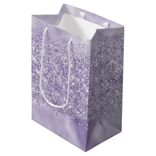Sac Cadeau Moyen Parties scintillant violette brillante       (Devant Angle)