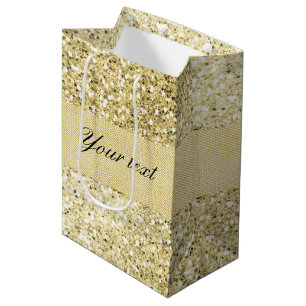 Sac Cadeau Moyen Parties scintillantes de fantaisie d'or de Faux