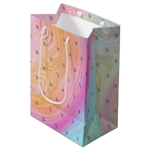 Sac cadeau moyen pastel arc-en-ciel pour 12e anniv