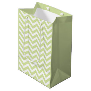 Sac Cadeau Moyen Pastel Green & White Chevron Mariage Anniversaire