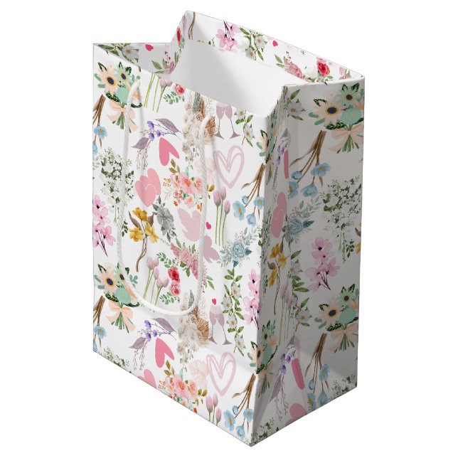 Sac Cadeau Moyen Pastel Mariage ornements motif 02 (Devant Angle)