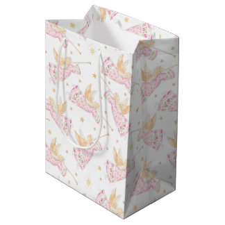 Sac Cadeau Moyen Pastel Pink Christmas Angels