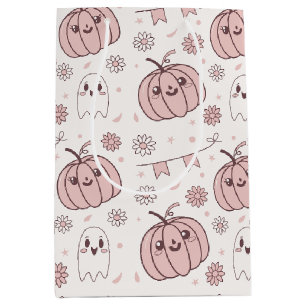 Sac Cadeau Moyen Pastel Pink Halloween Motif sans couture (2)