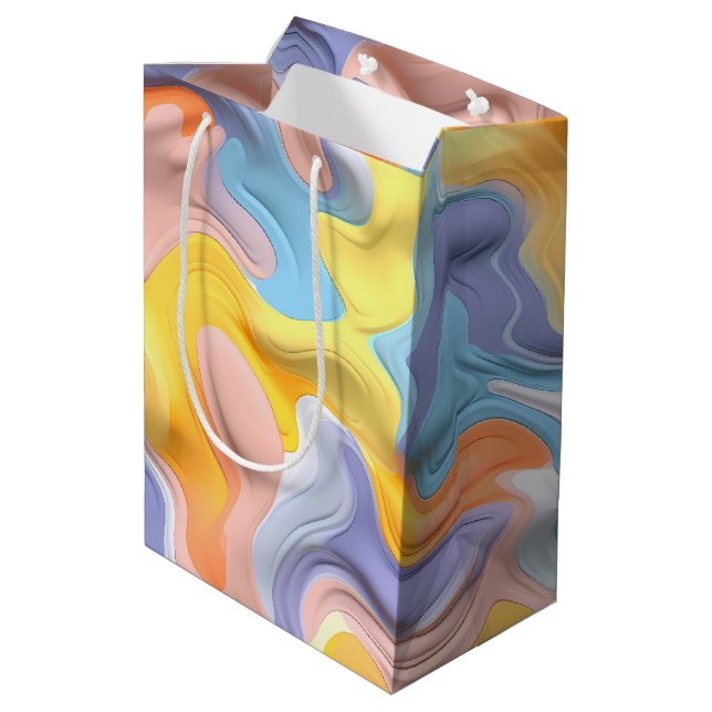 Sac Cadeau Moyen Pastel Plastic Fluid Abstrait (Dos Angle)