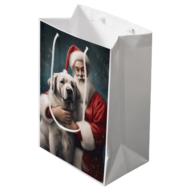 Sac Cadeau Moyen Pasteur anatolien avec Noël du Père Noël (Devant Angle)