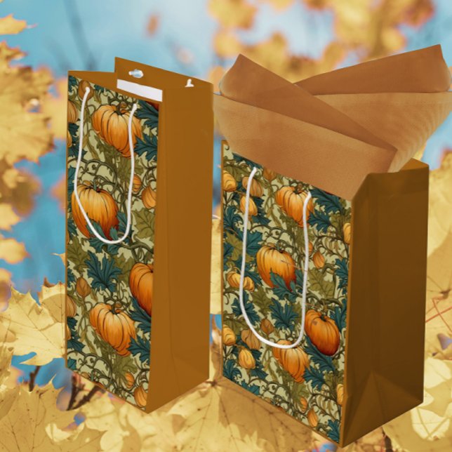 Sac Cadeau Moyen Patch Citrouille d'automne William Morris (Gift bags for autumn parties and family get togethers)