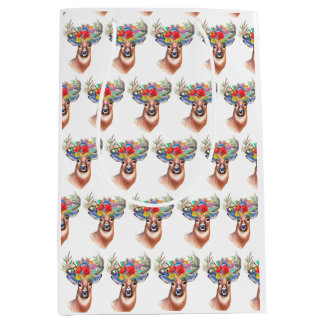 Sac Cadeau Moyen Paterna Flower Reindeer Christmas Magie