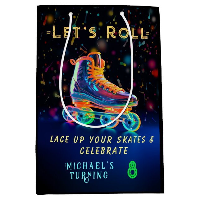 Sac Cadeau Moyen Patinage à rouleaux, 8 ans (Devant)