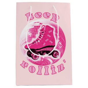 Sac Cadeau Moyen Patinage à roulettes rose mignonne Garder Rollin