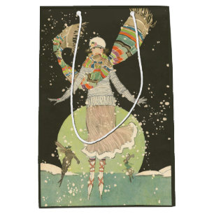 Sac Cadeau Moyen Patineuse de glace Vintage des années 1920 avec éc