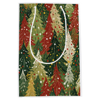 Sac Cadeau Moyen Patterned Forest of Festive Pines