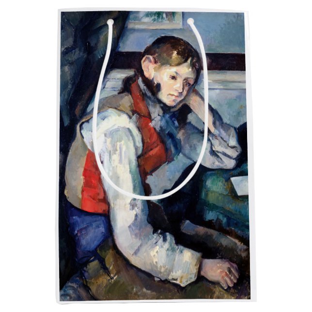 Sac Cadeau Moyen Paul Cezanne - Garçon dans la veste rouge (Devant)