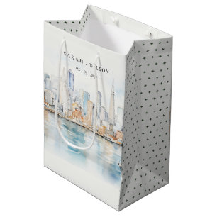 Sac Cadeau Moyen Paysage aquarelle de mariage à San Francisco