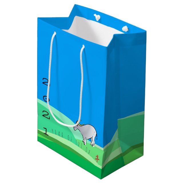 Sac Cadeau Moyen Paysage de dessin X Nouvel An chinois Zodiac MGB (Devant Angle)