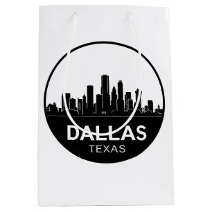 Sac Cadeau Moyen Paysage urbain de Dallas Texas en noir et blanc