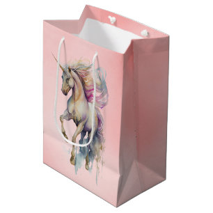 Sac Cadeau Moyen Peach Pink Unicorn Dream