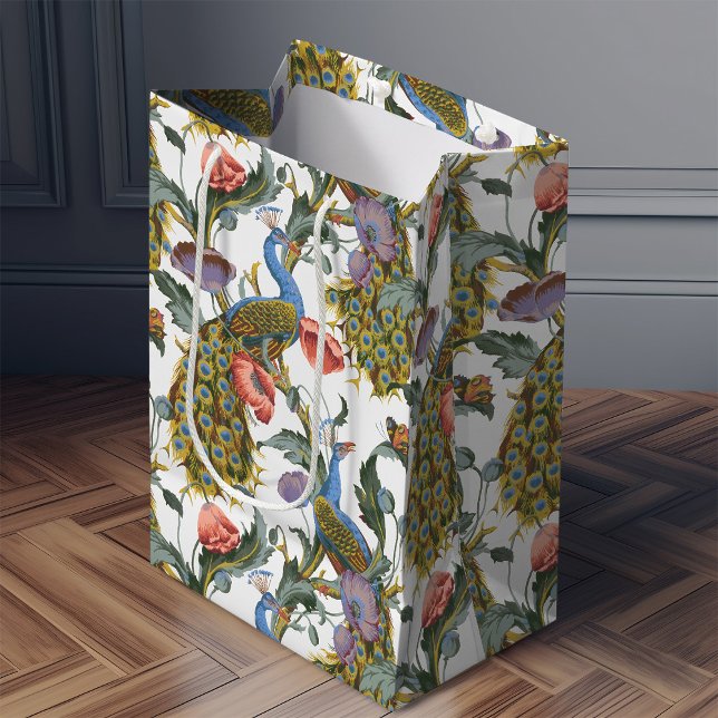 Sac Cadeau Moyen Peacock Art Nouveau motif floral Morris (Créateur téléchargé)