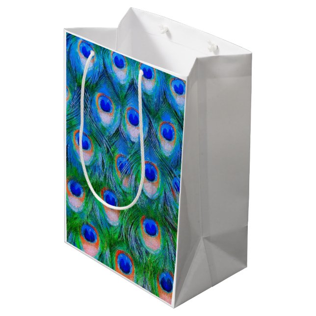 Sac Cadeau Moyen Peacock Feathers Art (Dos Angle)