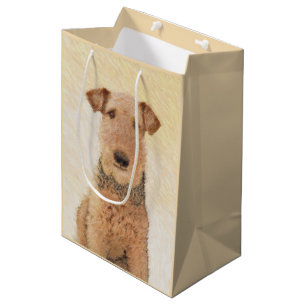 Sac Cadeau Moyen Peinture Airedale Terrier - Cute Original Art
