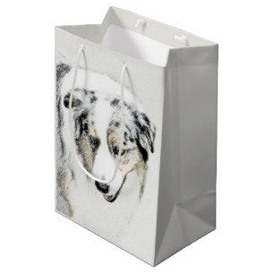 Sac Cadeau Moyen Peinture de berger australien - Art original de ch
