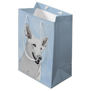 Sac Cadeau Moyen Peinture de berger blanc - jolie art original de c
