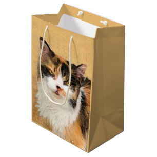 Sac Cadeau Moyen Peinture de chat Calico - Cute Original Cat Art