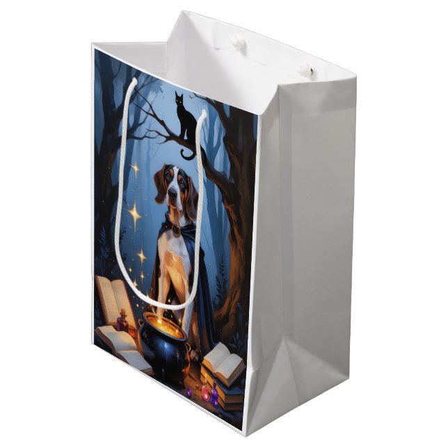 Sac Cadeau Moyen Peinture d'Halloween blanc (Devant Angle)