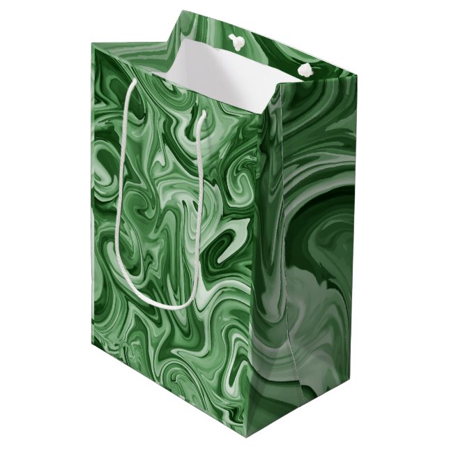Sac Cadeau Moyen Peinture en marbre vert chic enveloppement cadeau  (Devant Angle)