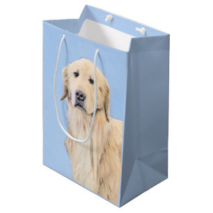 Sac Cadeau Moyen Peinture Golden Retriever - Joli art original chie