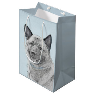 Sac Cadeau Moyen Peinture norvégienne Elkhound - Art original Chien