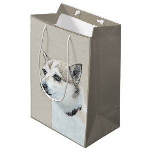 Sac Cadeau Moyen Peinture norvégienne Lundehund - Art original chie