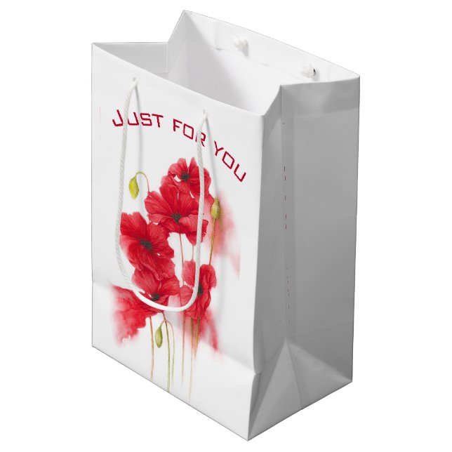 Sac Cadeau Moyen Pépites rouges aquarelle (Devant Angle)