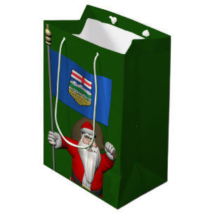 Sac Cadeau Moyen Père Noël Avec Drapeau De L'Alberta