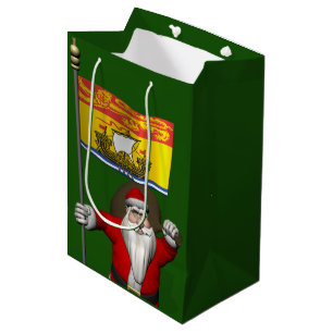 Sac Cadeau Moyen Père Noël Avec Drapeau Du Nouveau-Brunswick